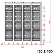 základní pole, 4 ks nádob NB 20 V1,12 ks nádob NB 31 V1