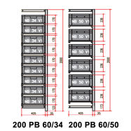 přístavbové pole, 9 ks nádob NB 34 V1přístavbové pole, 6 ks nádob NB 50 V1